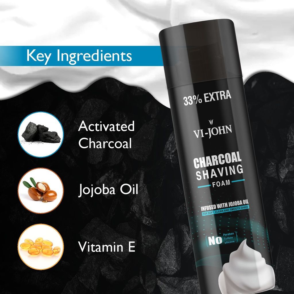 VI-JOHN Charcoal Shaving Foam 300ml & Sunscreen Ultra Light Gel SPF 50 PA+++ (50 ml) view 2