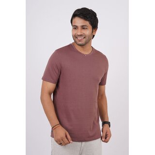 Red Line Mens Maroon Solid 100% Cotton Round Neck T-Shirt view 2