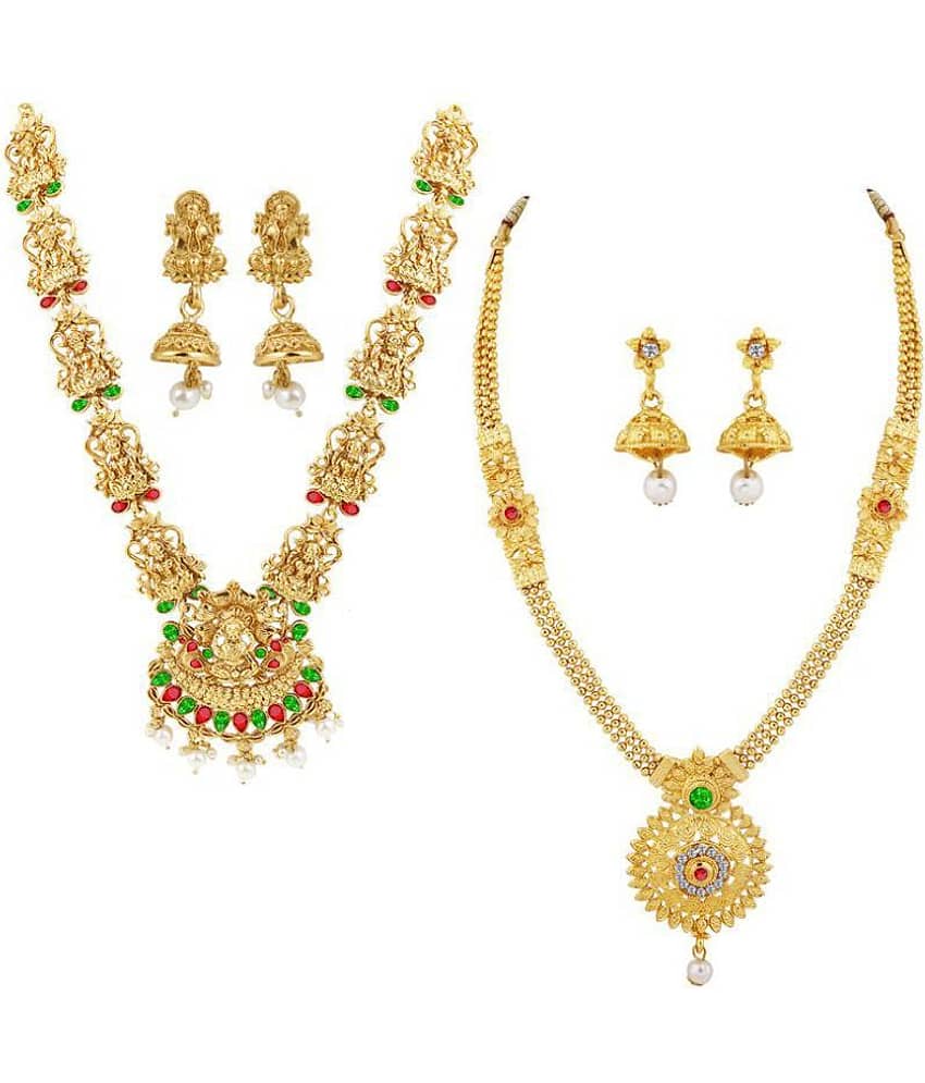 N M CREATION Alloy Golden Contemporary Contemporary/Fashion Gold Plated Necklace set Combo view 2