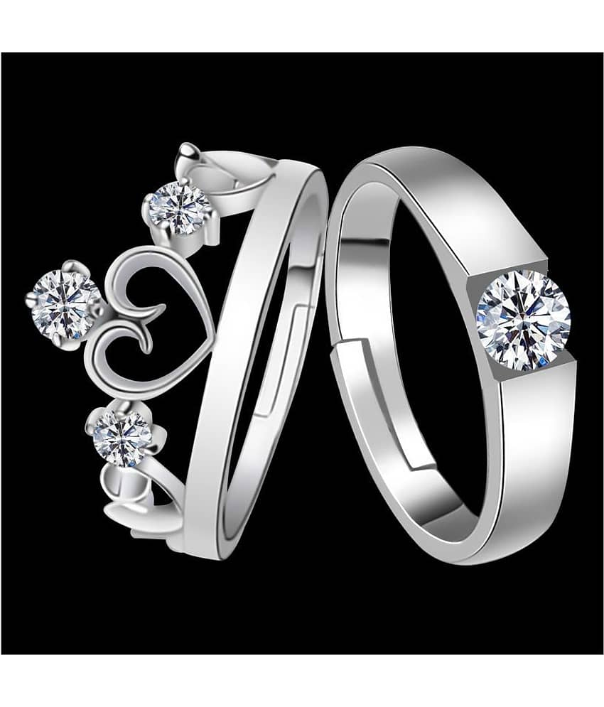 SILVERSHINE Silverplated Gorgeous His and Her Adjustable proposal couple ring For Men And Women Jewellery view 2