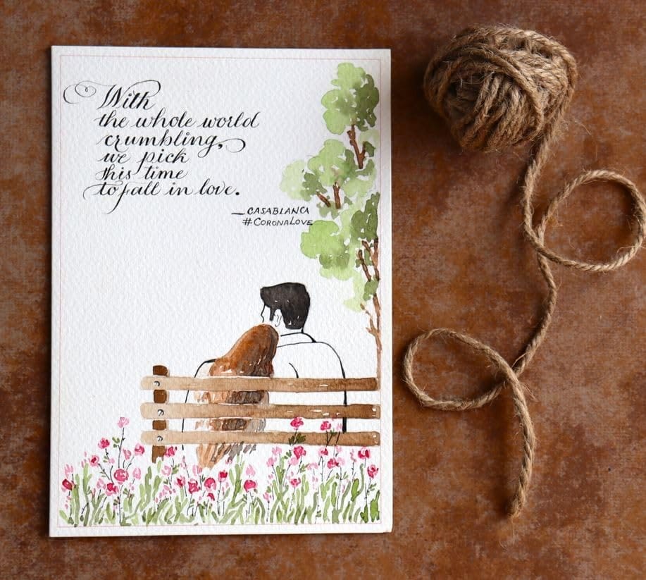 SoulShoppr Valentine Day Greeting Card - Casablanca Timeless Love| Handmade 6" x 8" inches view 2