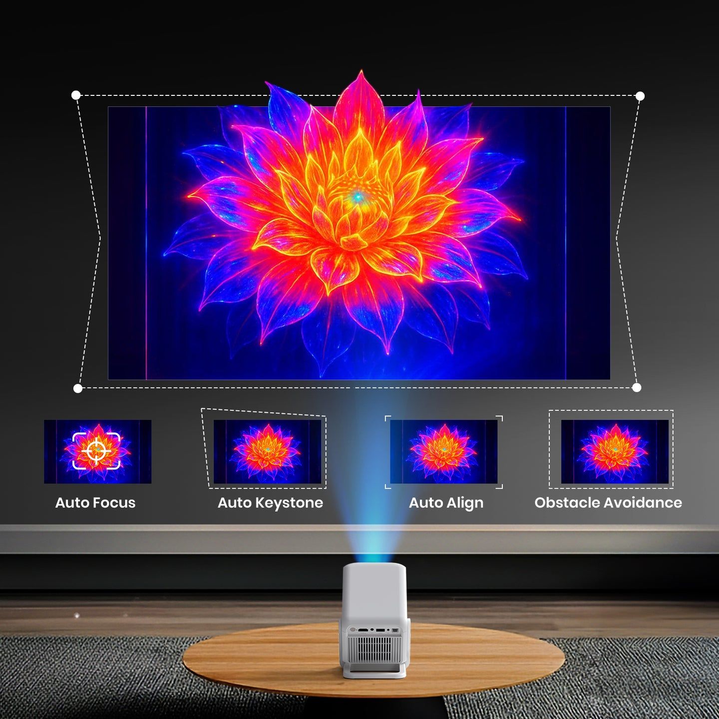 Portronics Beem 450 Pre-installed Streaming Apps, 1080p Full HD, 4000 Lumens, Upto 120 Max Display