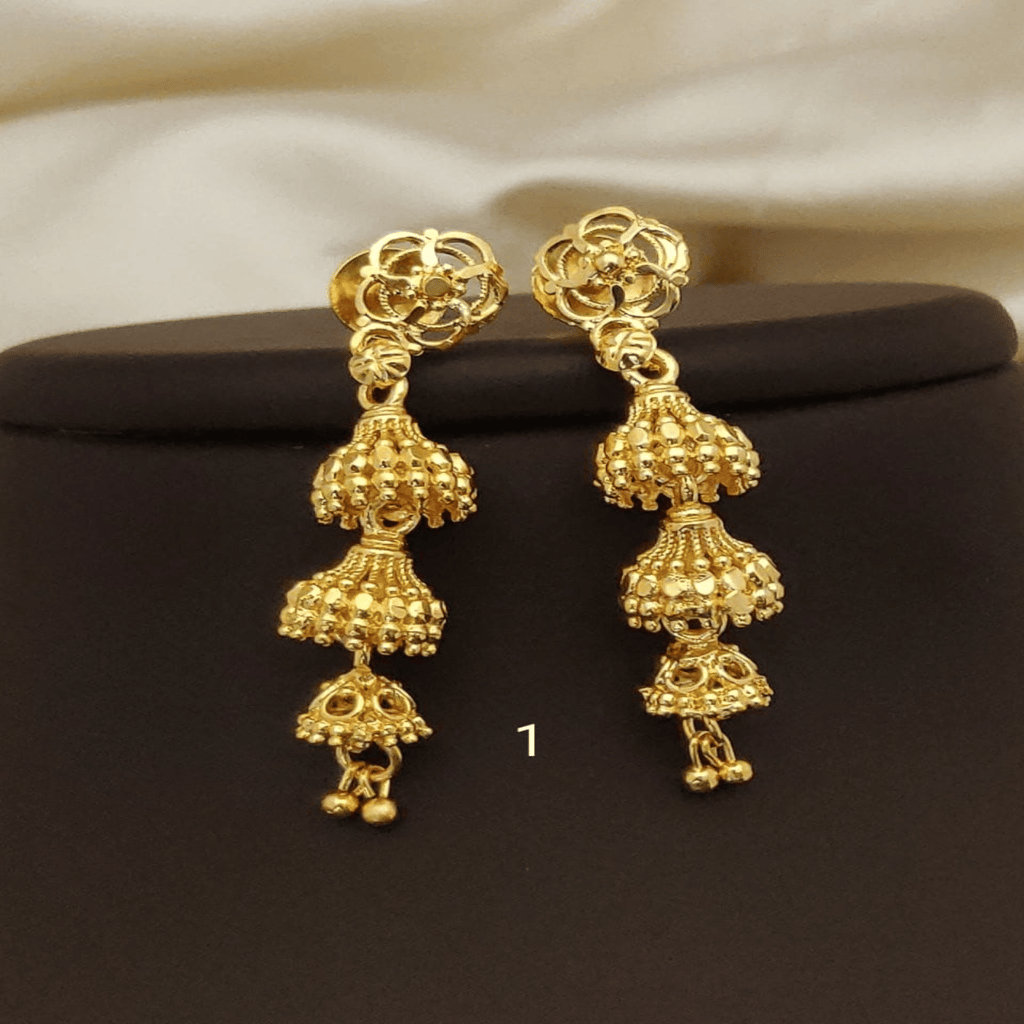 Earrings Jhumkhas Gold Jhumka Charming Women's and Girls (RK_JE-1) & Gold Plated Earrings for Women's & Girls (RK_G-1,G-9) (COMBO PACK OF 3 PAIRS) view 2
