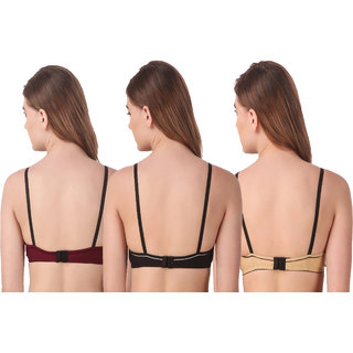 Empisto Branded Brown,Skin,Black color Cotton Fabric Line Bra view 2