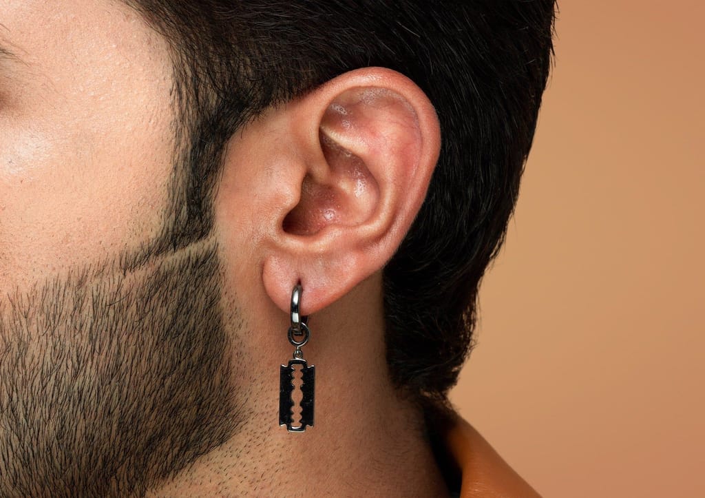 Razor Blade Drop Earring For Men (1 Pc Only) view 2