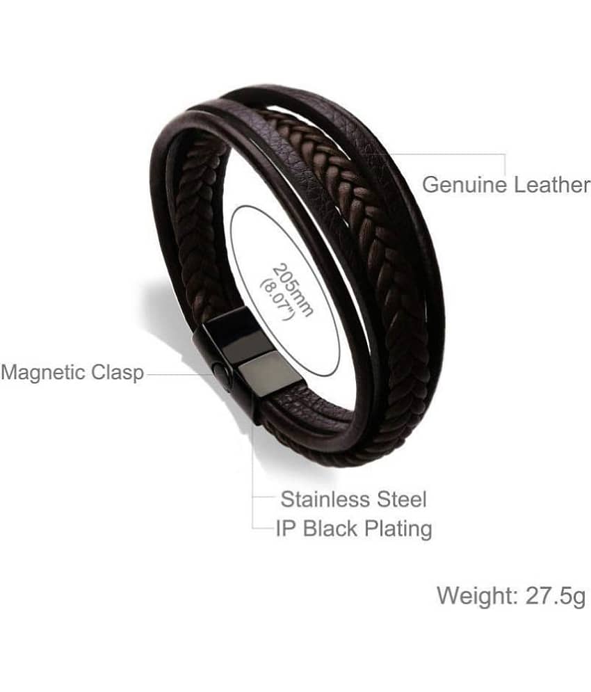 ZIVOM Brown Faux Leather Bracelets view 2