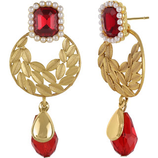 Chand Bali Rectangle Crystal Drop Earrings for Girls Brass Material Earrings for Women's Fashion Jewellery for Festival view 2