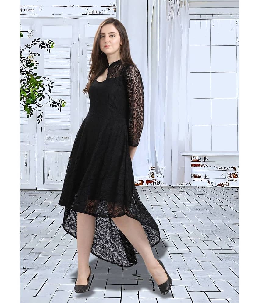 Hemang Fashion Women Net Self Design Asymmetric Dress ( Maroon ) view 2