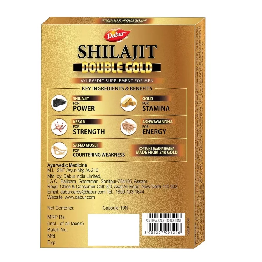 Dabur Shilajit Double Gold Capsules 10 Caps view 2