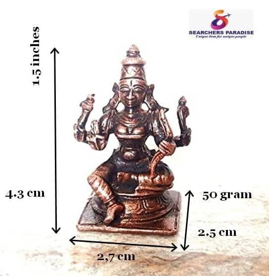 Searchers Paradise - Copper Idols Raja Rajeshwari ,1.6 inches, Copper Handmade 50 Grams, Patina Antique Finish, Pack of 1 Piece view 2