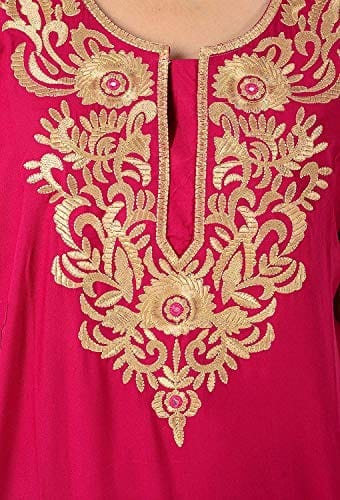 VALENCIA SLEEPWEAR lissybissy Cotton Resham Embroidery Nighty Night Gown Maxi for Women A line (Pink) view 2