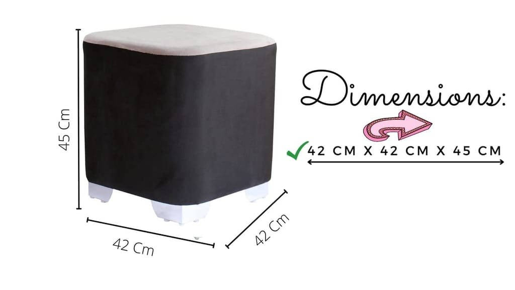 ShadowKart Sitting Stool Ottoman Pouffes for Living Room Sitting Bench Furniture Wooden Footrest Pouf Seat Puffy Foam Small Foot Stool for Office Home Decor, 16x16x18 Inch view 2