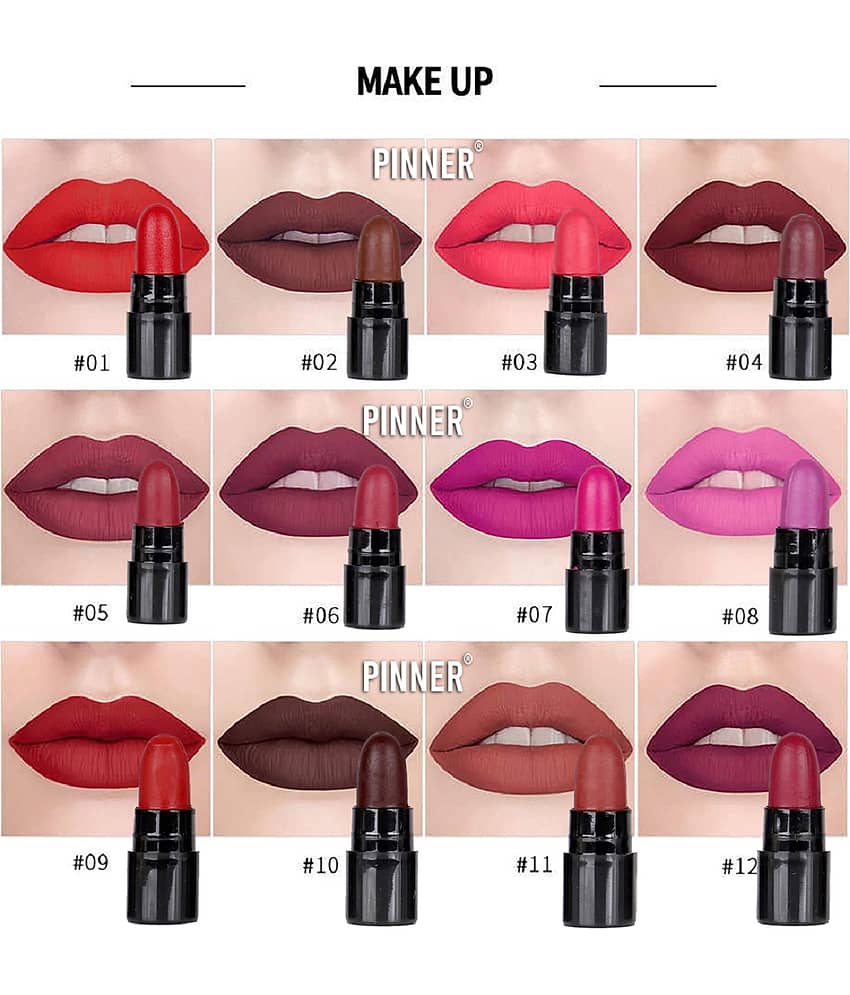Pinner Multicolor Matte Finish Mini Bullet Lipstick Pack of 12 view 2