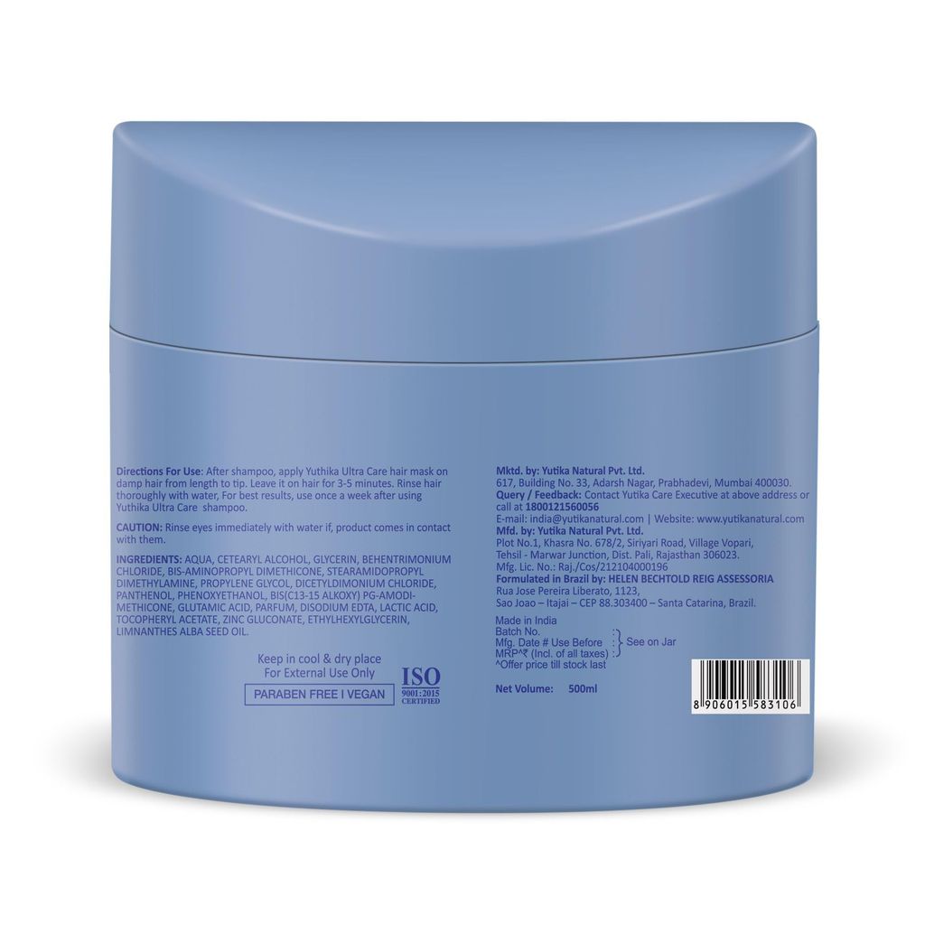 Yuthika Professional Ultra Care Hair Mask 500ml, Professional Hair Mask for Dull, Dry and Brittle hair, Advanced Hair Repair Mask view 2