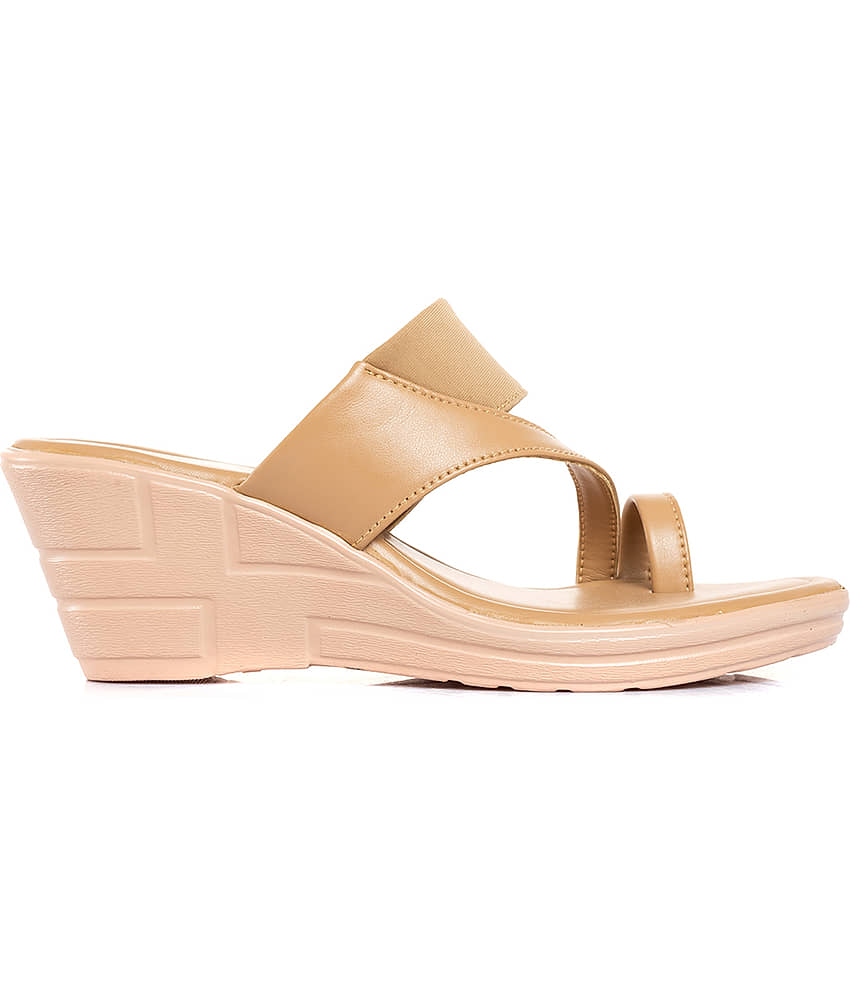 KHADIM Beige Women's Slip On Heels view 2