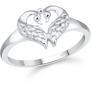 VFJ Cute Mayur Heart CZ Rhodium Plated Ring with Scented Velvet Rose Ring Box for women and girls and your Valentine. view 2
