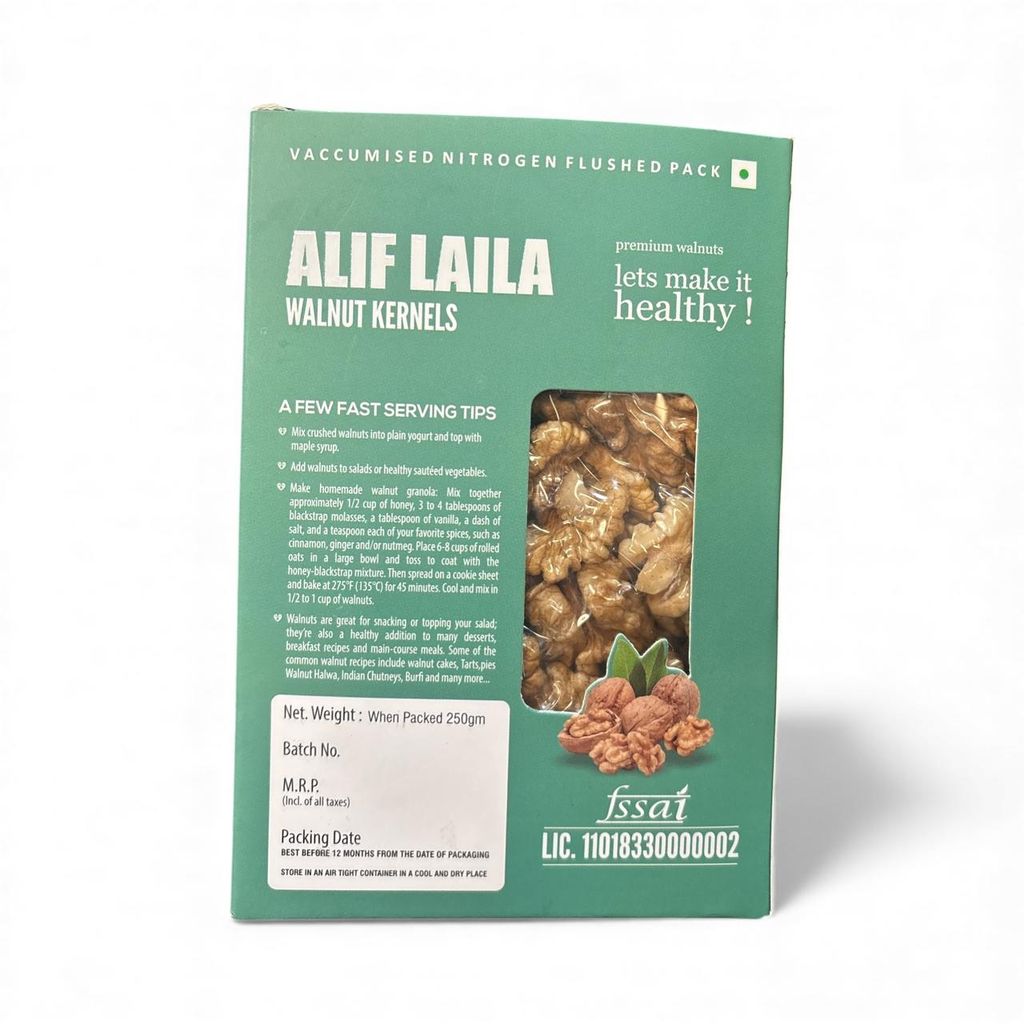 ALIF LAILA Walnut Kernels 250g - Protein Rich, Cholesterol Free Kashmir Nuts view 2