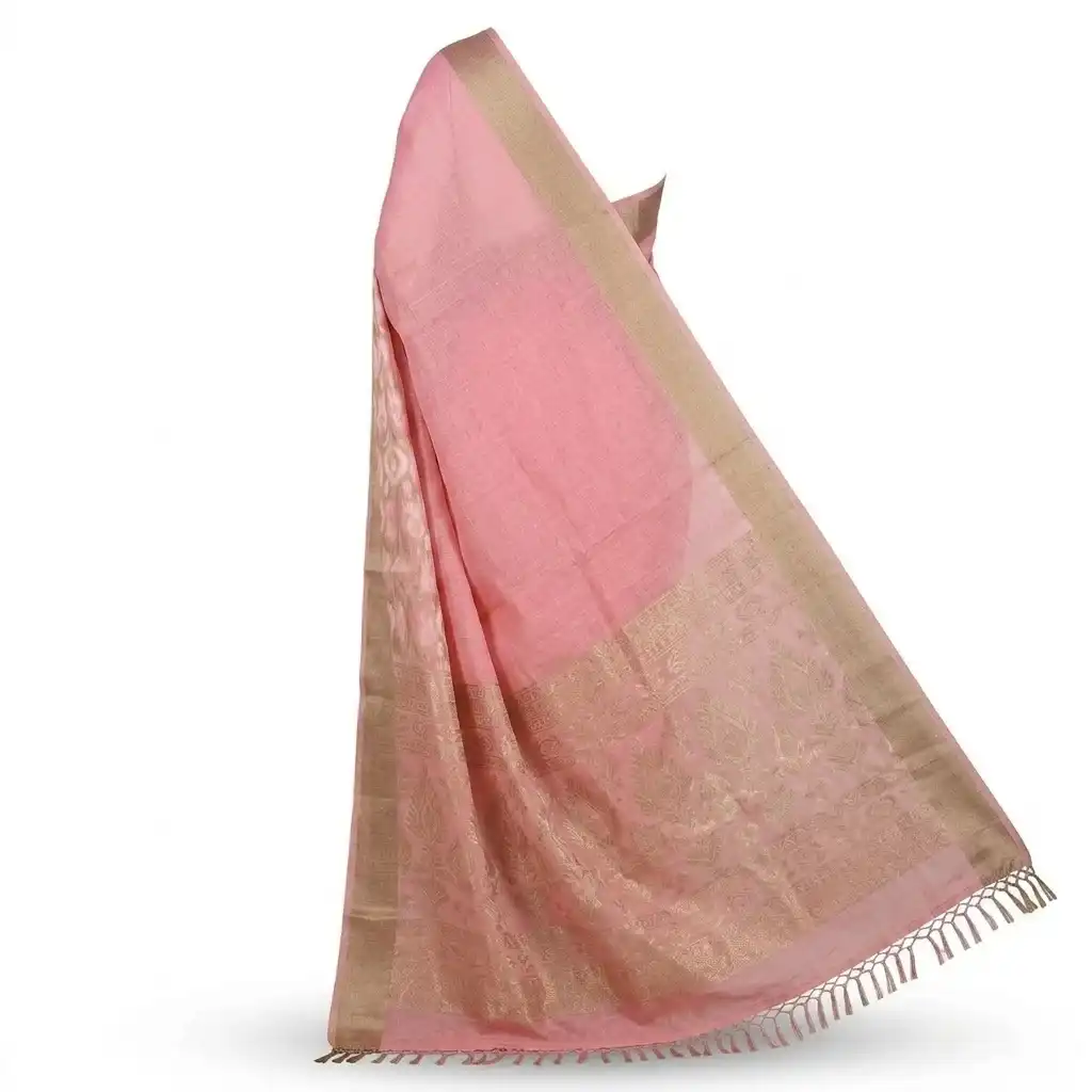 Sambalpuri Pink Ikat Handloom Saree view 2