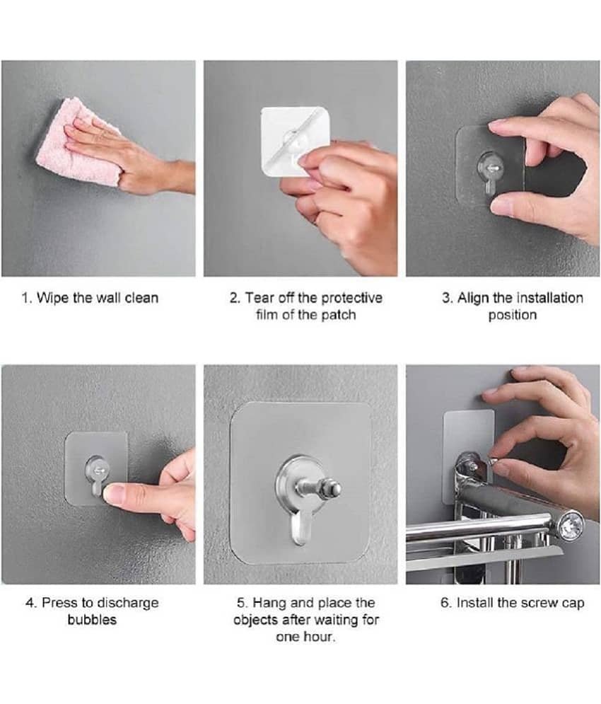 Set of 6 Self-Adhesive Non-Trace Stick Screw Wall Hooks (Not Suitable for painted walls) view 2