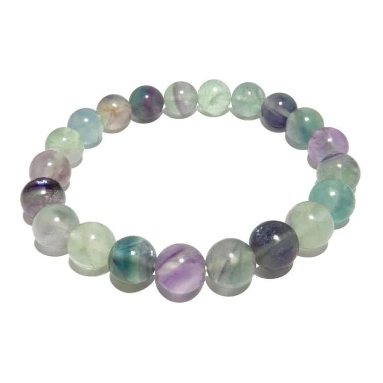 Ekdant Natural Multi Fluorite Bracelet 8 mm Beads Bracelet Round Shape for Reiki Healing and Crystal Healing Stone Semi Precious Gemstones Stretchable Bracelet view 2