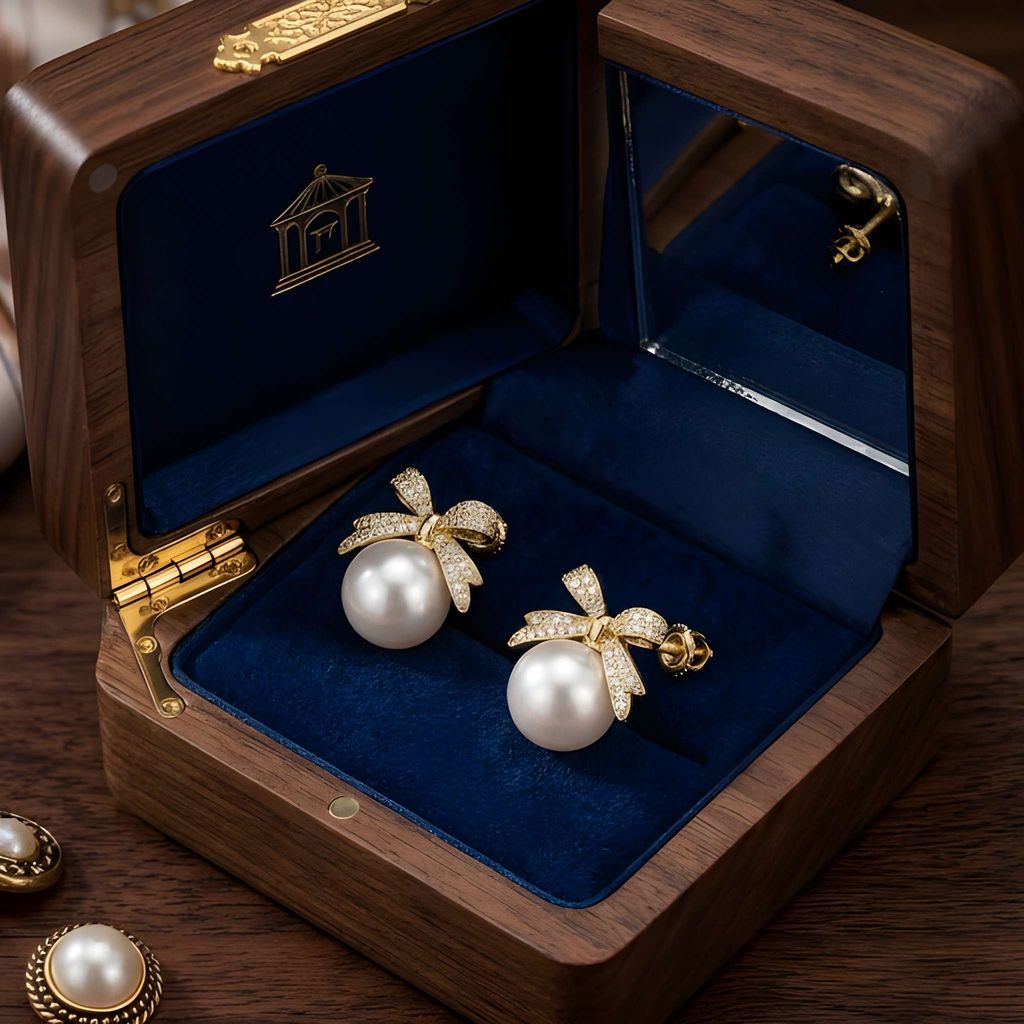 Retro Korean Bowknot Pearl Stud Earrings Jewelry Wedding Party Earrings for Women Girls Elegant Fashion Jewellery view 2