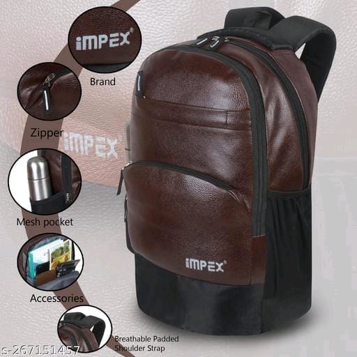 IMpex Brown Leatherette 15.6 Inch Laptop Backpack view 2