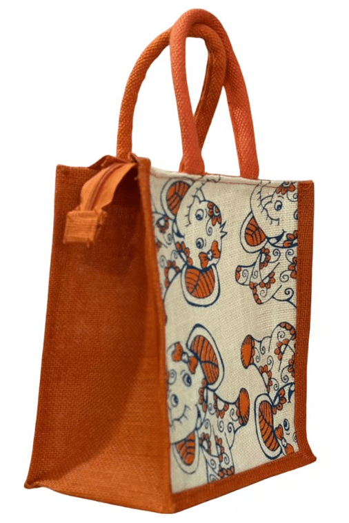 Elephant Print Jute Tote Bag - Eco-Friendly & Stylish view 2
