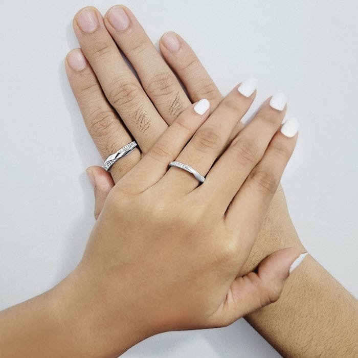 Silver Forever Linked Couple Rings view 2