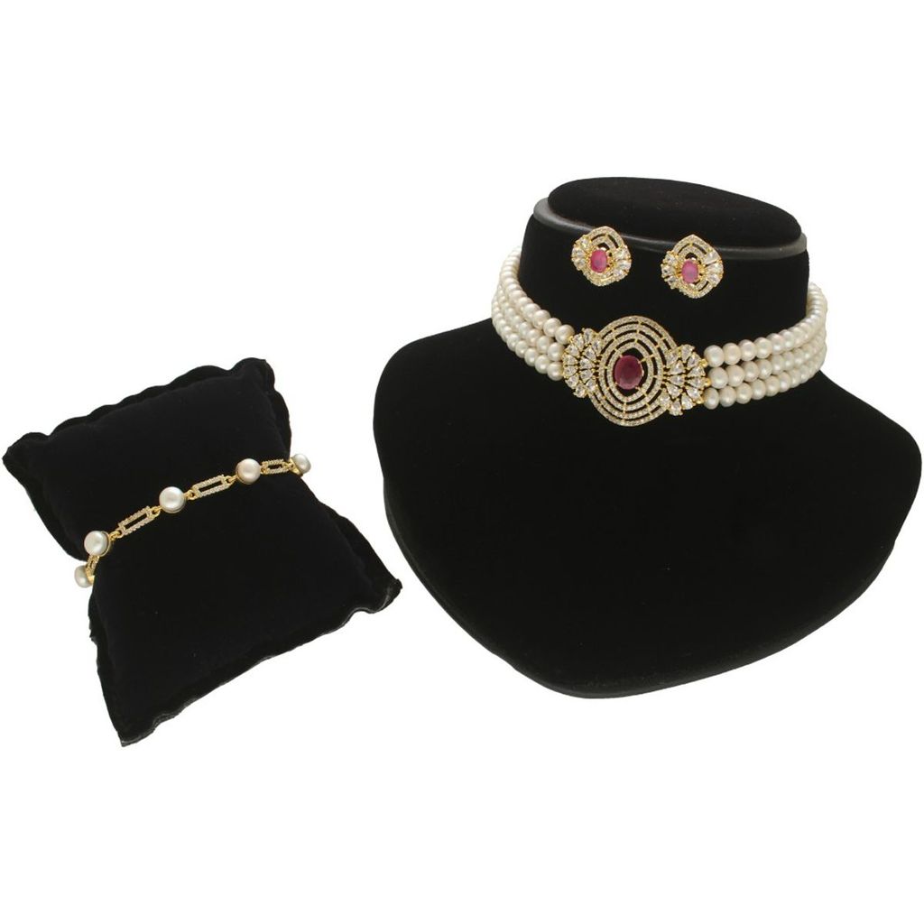 Duchess Bloom Pearl Choker Set With Bracelet view 2