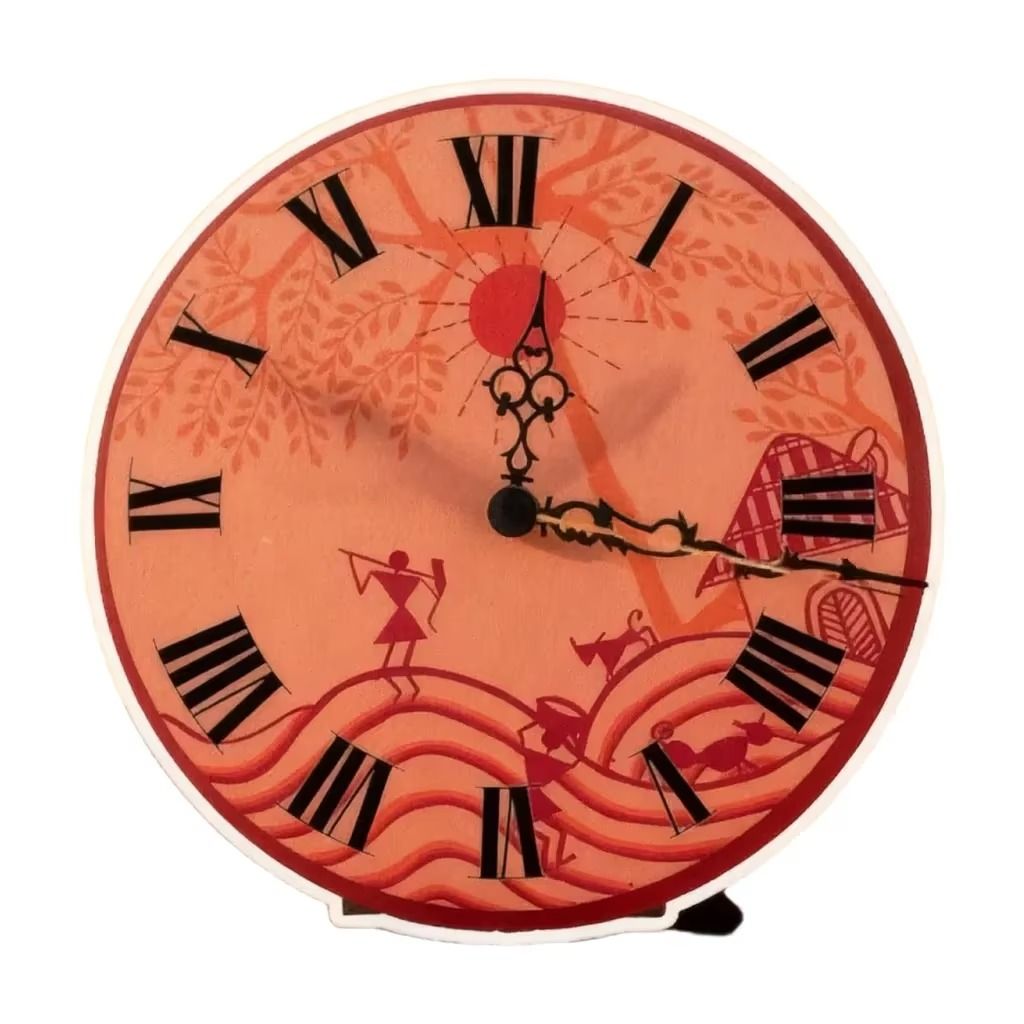 Handcrafted Warli Painting Clock view 2
