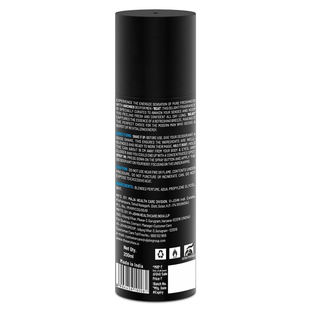 Archies FORCE Premium Spray Deodorant | Long-Lasting Fresh & Sporty Aroma with High Perfume Concentration Deo | Perfect for Gym & Sports Wear | 200 ML | French Aroma | 24 Hours Freshness view 2