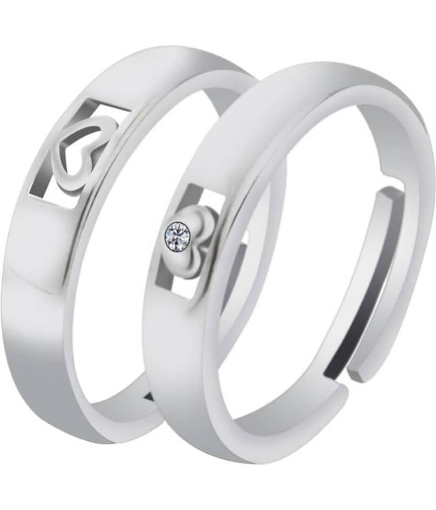 Silver Shine - Silver Couple Ring ( Pack of 3 ) view 2