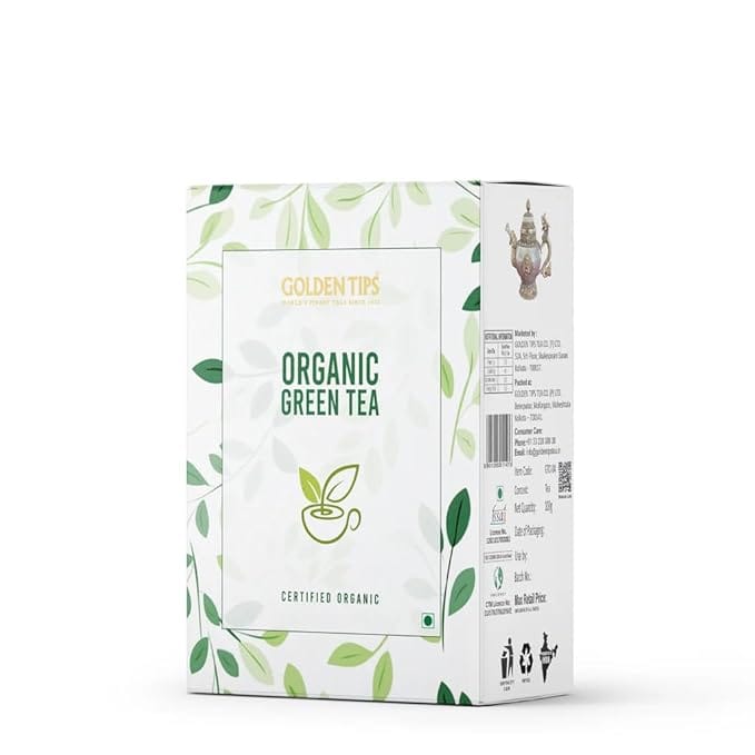 Golden Tips Certified Organic Green Tea – Premium Whole Leaf, 100g Box, Antioxidant-Rich, Fresh, Aromatic Wellness Beverage, Natural Detox & Immunity Support view 2