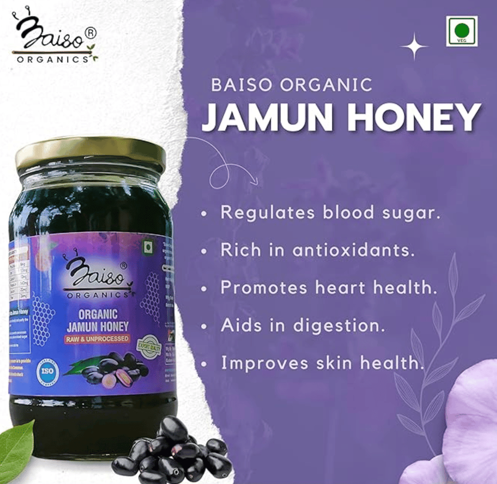 Baiso Organics Raw Unprocessed Natural Jamun Honey - 250gm view 2