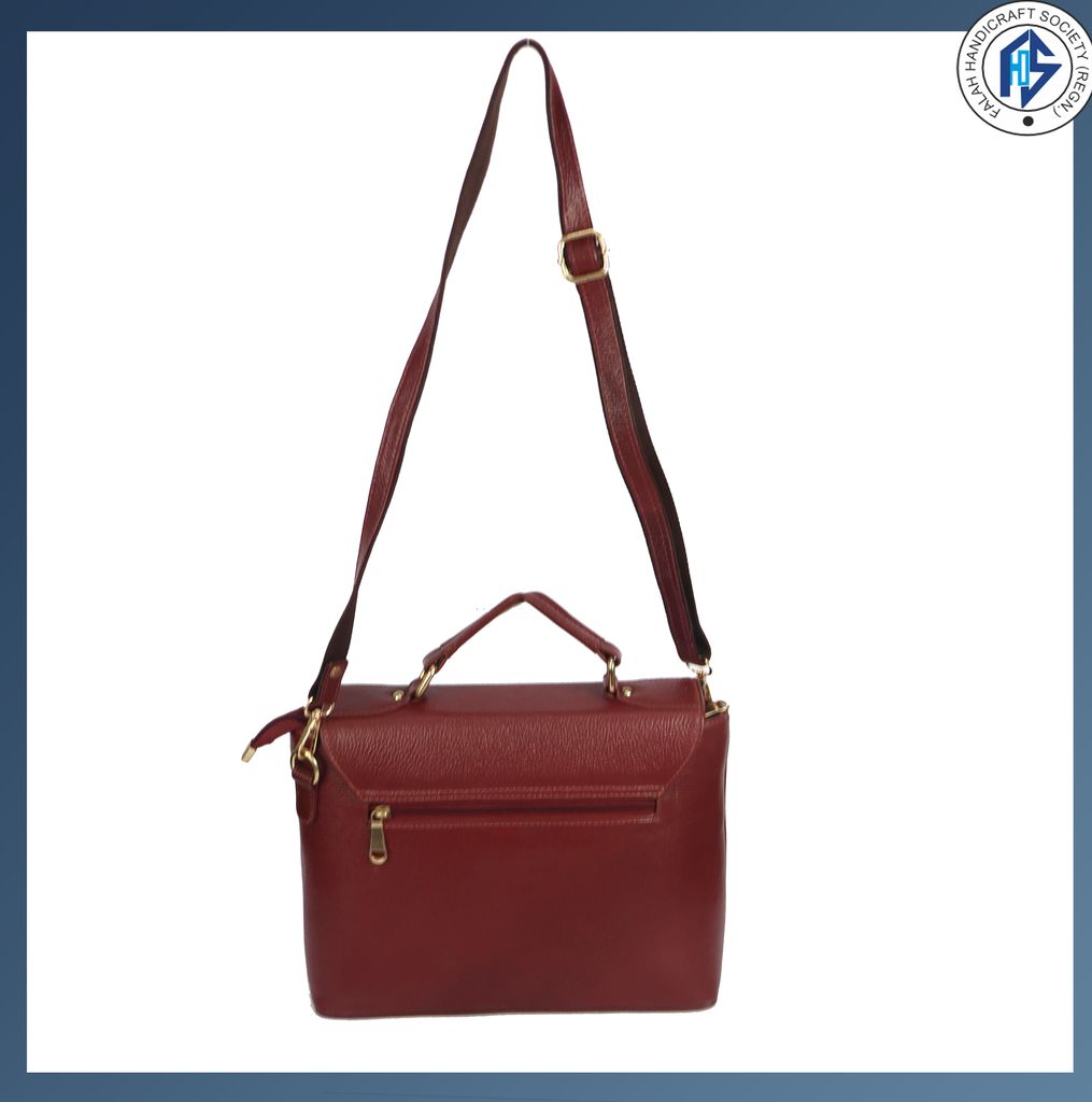 Genuine Leather Fency Style Satchel Bag for Girls and Womens-Maroon view 2