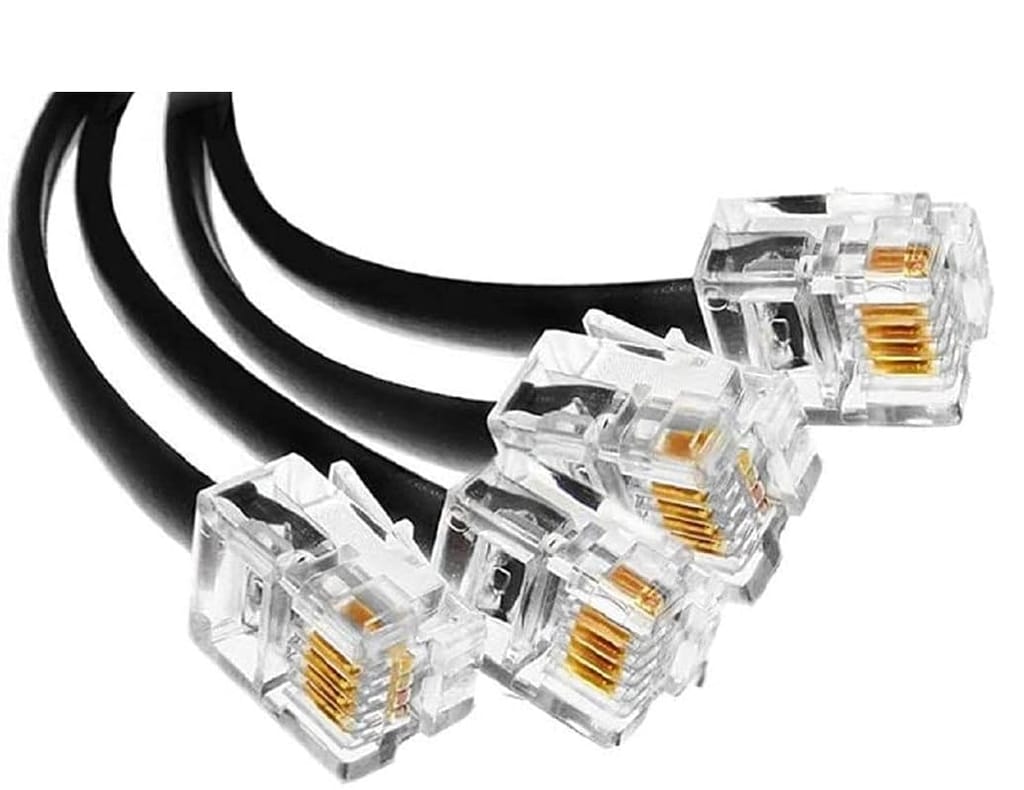 RJ11 4 Pin Telephone Plug 6P4C Modular Plug Telephone Phone Connector Crystal Head Plug Network Connector,Four-Core Cable RJ 11 Plug (Pack Of 70) view 2