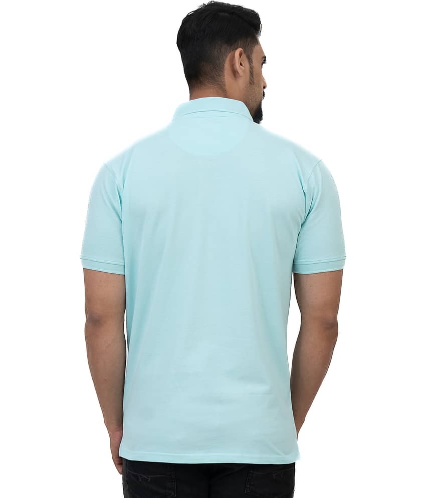 Cotstyle Pack of 1 Cotton Blend Regular Fit Solid Half Sleeves Men's Polo T Shirt ( Blue ) view 2