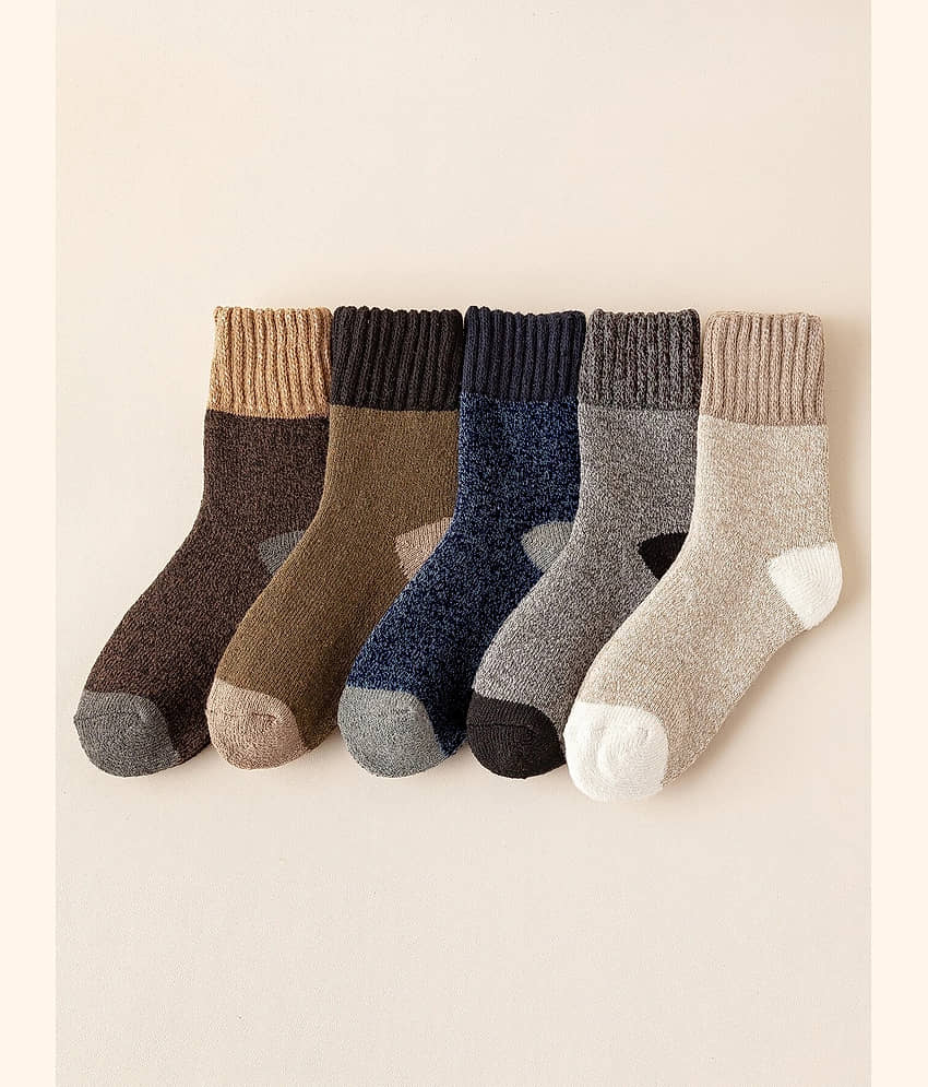 Brucella Blended Men's Self Design Multicolor Mid Length Socks ( Pack of 5 )