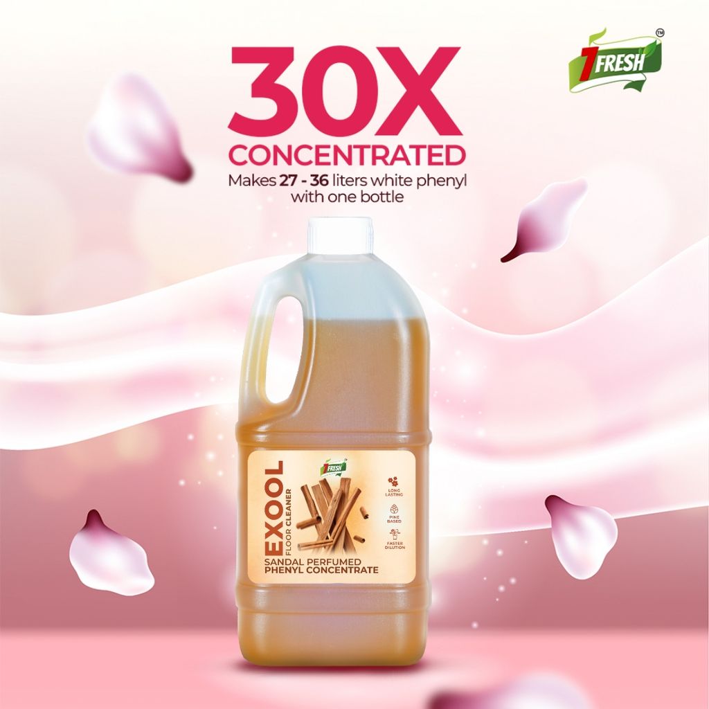 7Fresh Exool Perfumed Phenyl Concentrate Liquid 1 Ltr (MAKES 30 LITTER OF THICK WHITE PHENYL) Floor Cleaner,Pine Based,Long Lasting,Faster Dilution,Phenyl Essence view 2