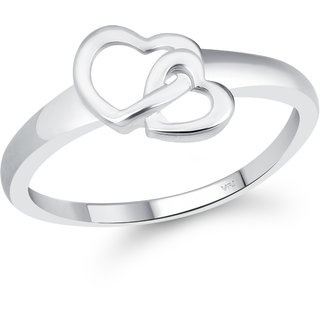 VFJ Cute Double Heart CZ Rhodium Plated Ring with Scented Velvet Rose Ring Box for women and girls and your Valentine. view 2