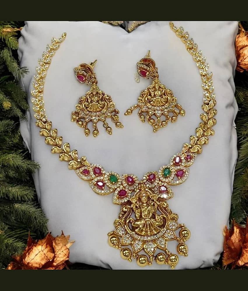 ROFARWORD Gold Brass Necklace Set ( Pack of 1 ) view 2