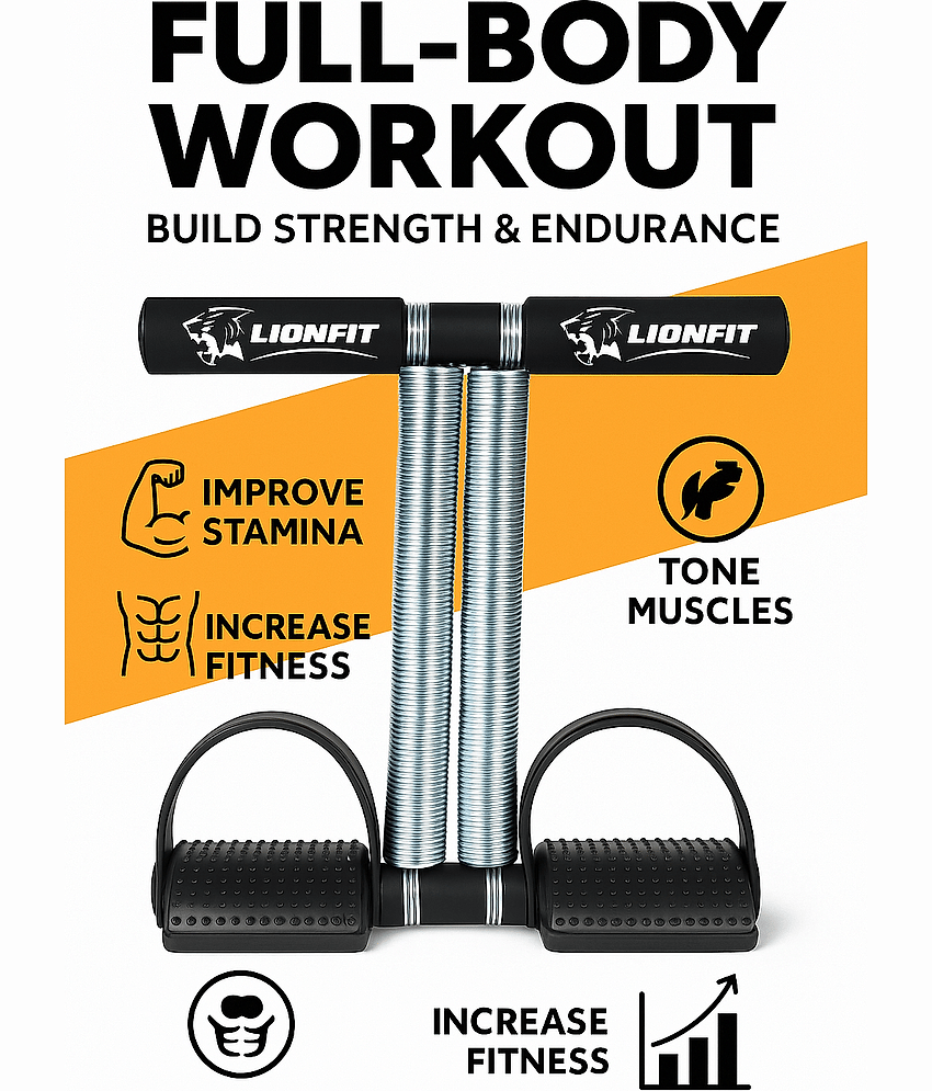 LionFit Double Spring Tummy Trimmer for Men & Women | Comfortable Foam Grip | Red Ab Exerciser for Home Workout view 2
