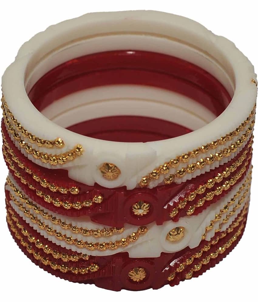 Bovzen White Bangle ( Pack of 4 ) view 2