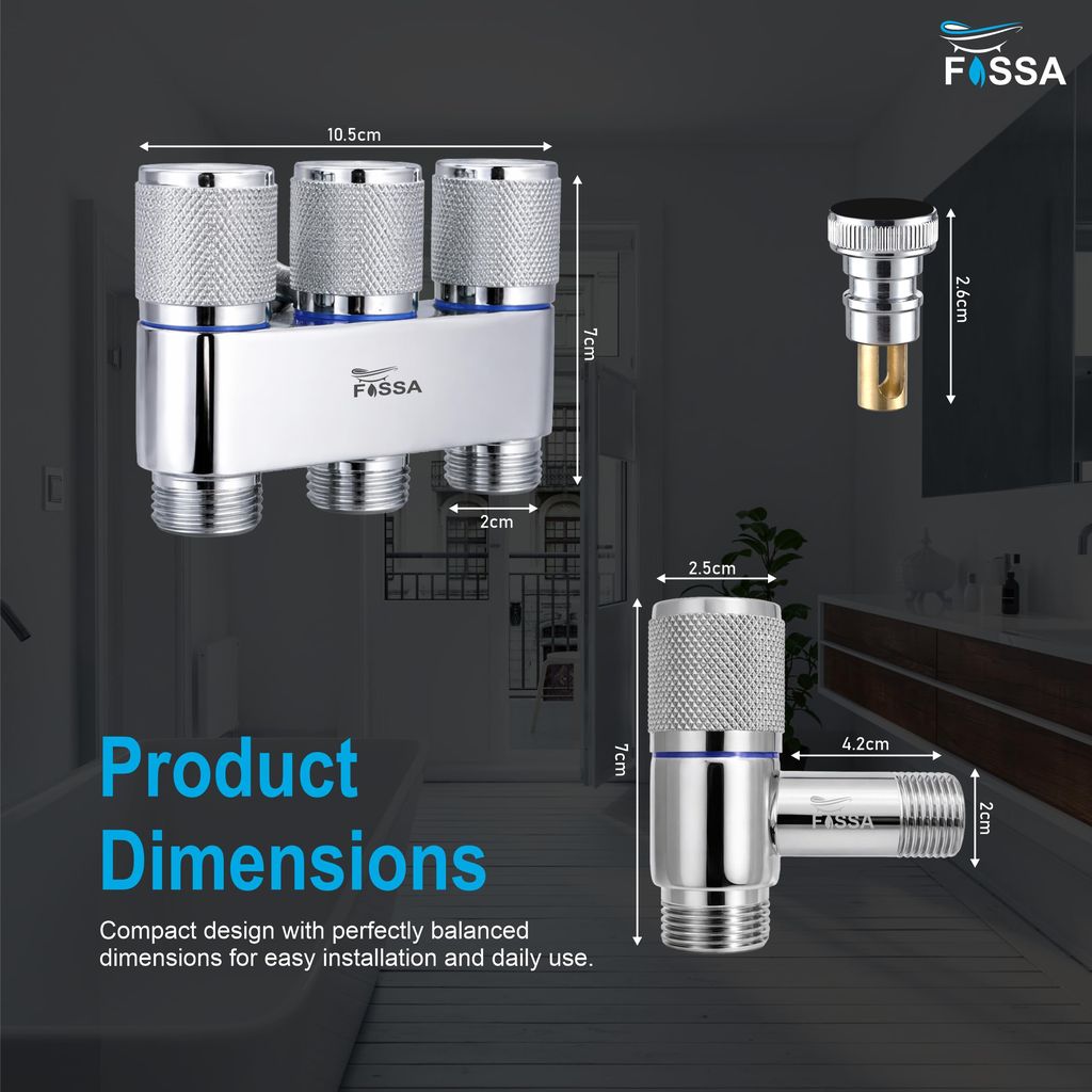 3 Way Galaxy Silver Laundry Faucet Stainless Steel Angle Valve With Nozzle view 2