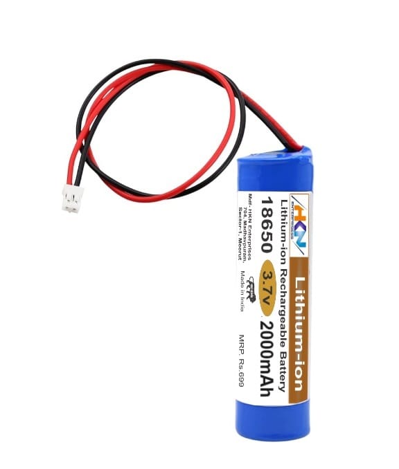 3.7V 2200mAh Lithium-ion battery 18650 Li-ion Cylindrical Battery Pack with inbuilt BMS and 2.0mm Pitch 2 Pin JST Connector view 2