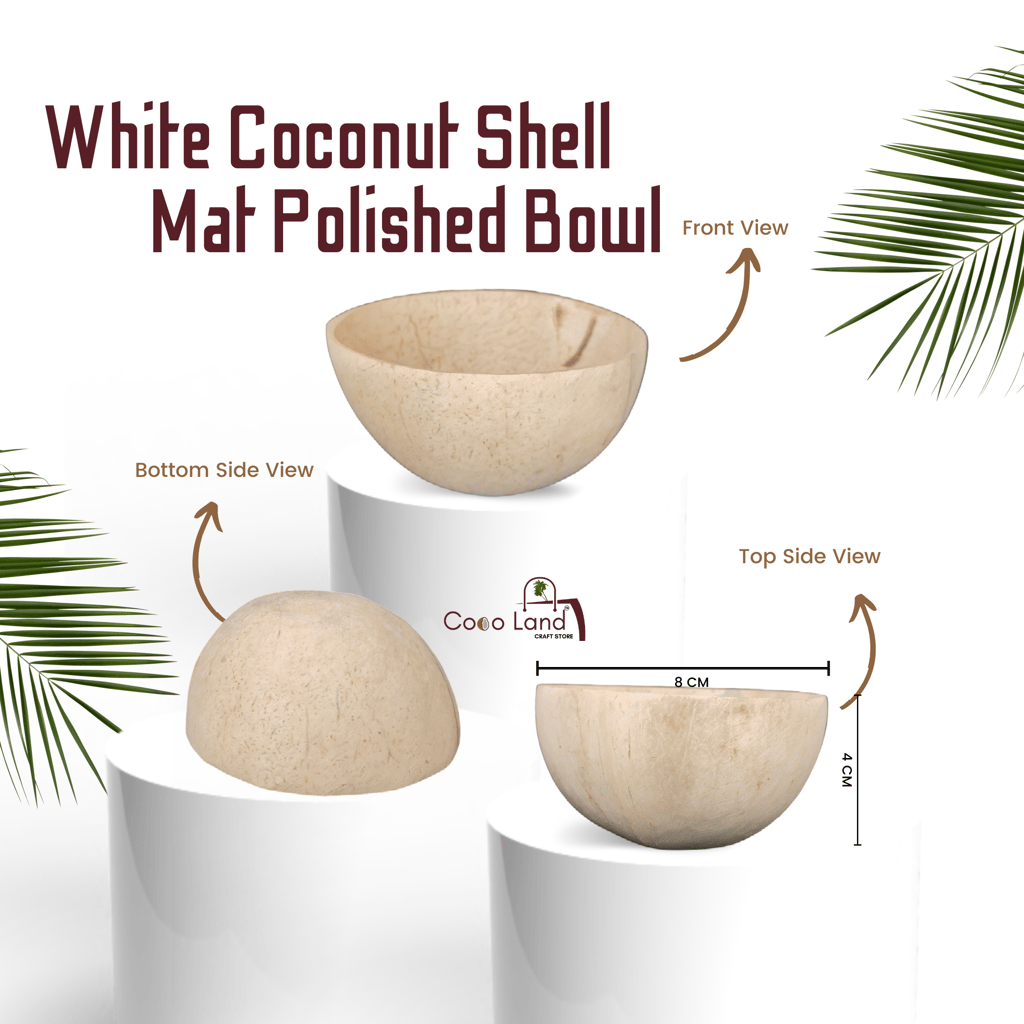 Coco Land Coconut Shell Matte Polished Bowl S-M-L 100-150-250 ml Decorative Bowl/ Candle Making Bowl /Showpieces /Handicraft/Candle Holder /Salad Bowl/Smoothie Bowl view 2