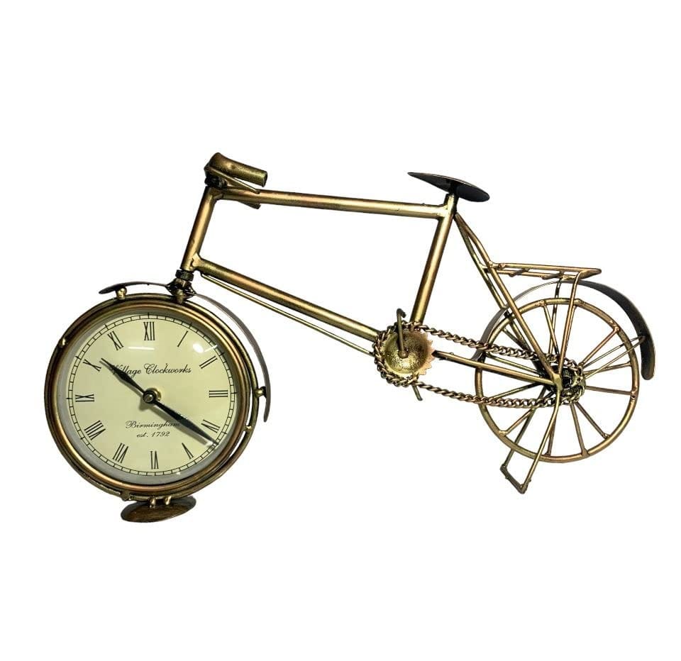 SHAMBHU HANDICRAFTS Vintage Metal Bicycle Bike Clock Home Decoration Table Clock Ornament view 2