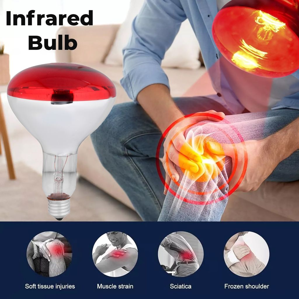 Forus 150W Infrared Bulb | 250V (Red, E27 Base) | Medical Use for Pain Relief, Backache, Wound Healing, Skin Care, Hair Loss | Ideal for Therapy Lamps in Home, Clinics Medical Use & Pet Treatments view 2
