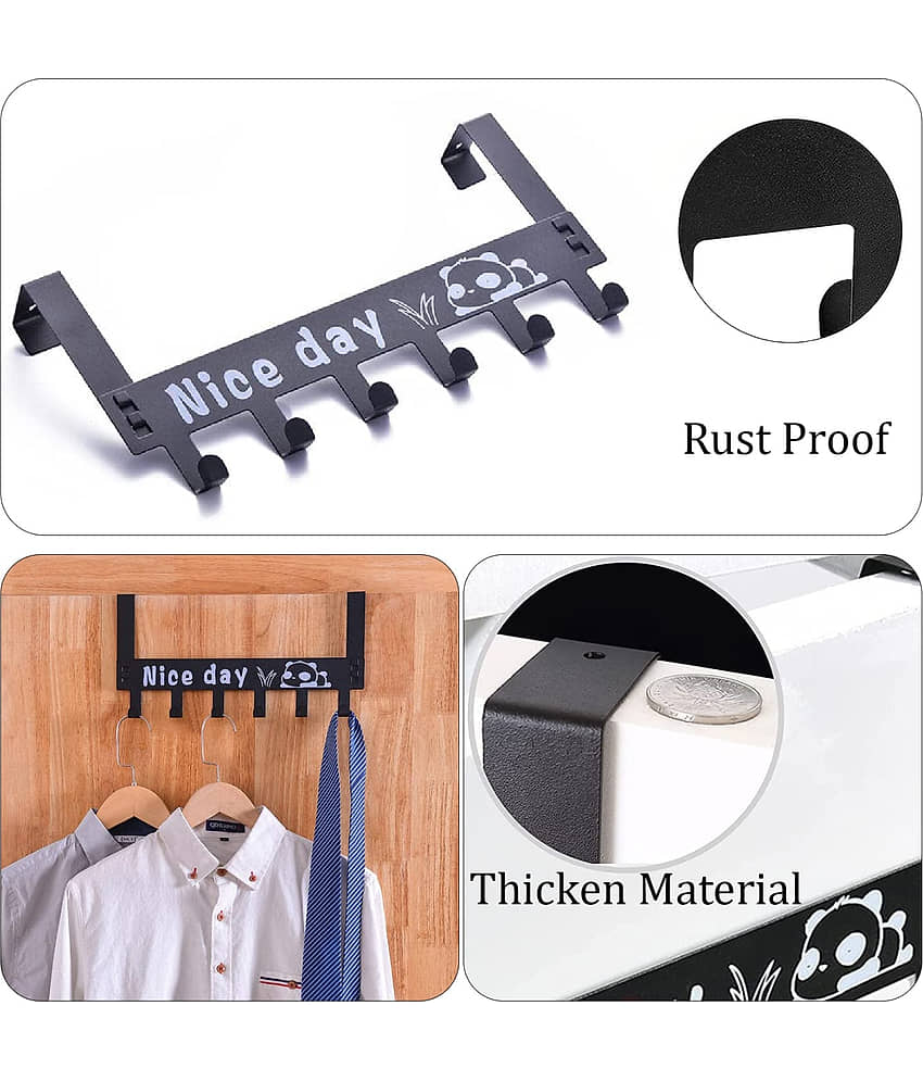 Nice Day Hook Hanger, 6 Hook Over-The-Door Rack, Heavy-Duty Carbon Steel Cartoon Design, Towel Hanger, Removable Door Hook for Coats, Scarves, Clothes view 2