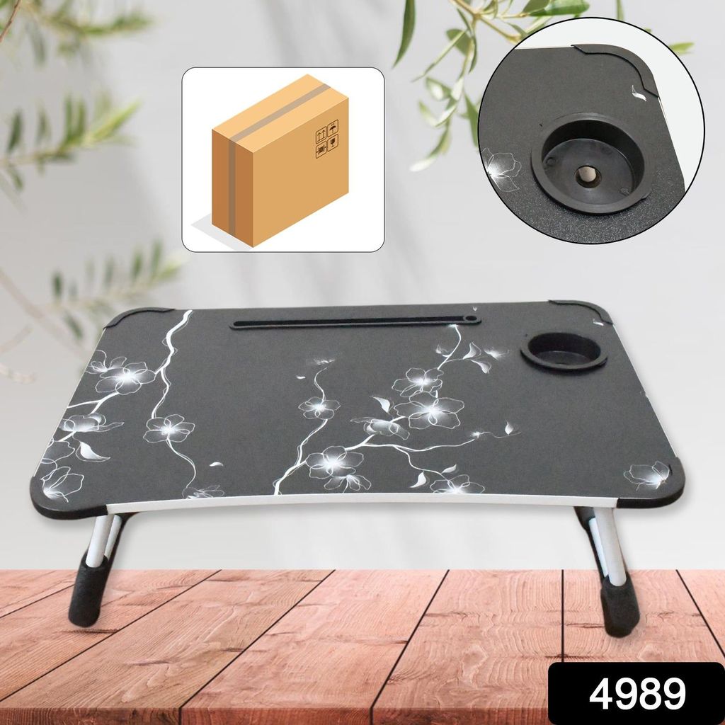 Laptop Table Foldable Portable Notebook Bed Lap Desk Tray Stand Reading Holder with Coffee Cup Slot for Breakfast, Reading & Movie Watching. view 2